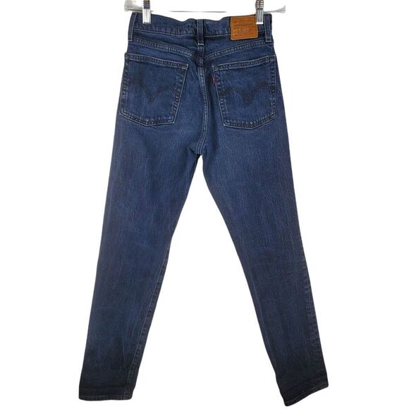 LEVIS Wedgie Distressed Denim Jeans Wild Bunch Black High Rise Premium Vtg Wash - Picture 9 of 11